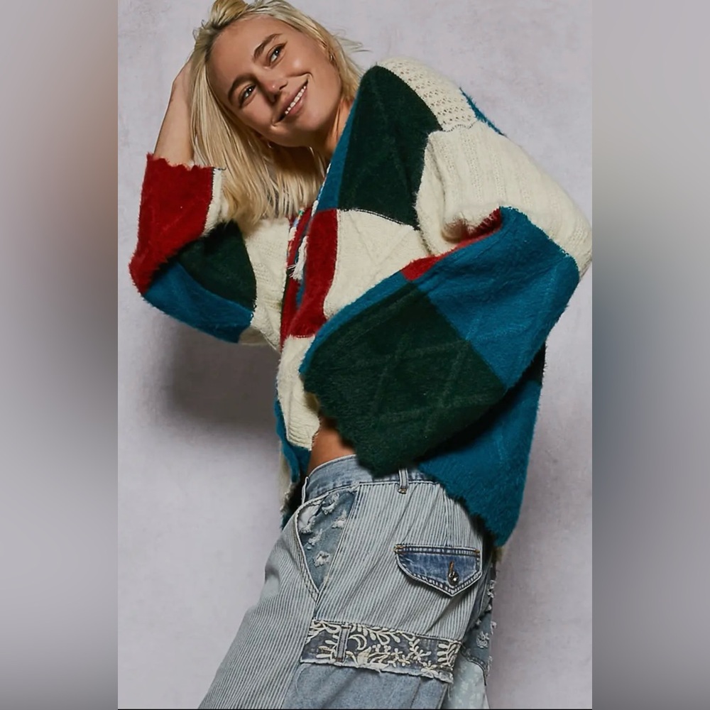 284 - Pol Multicolor Patchwork Cardigan - image 7